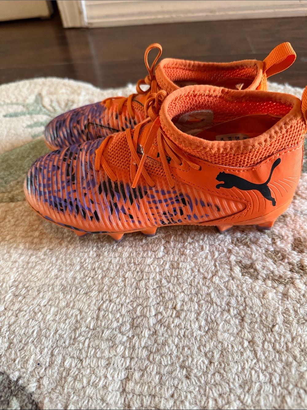 Puma Kids Orange and Purple Soccer Cleats